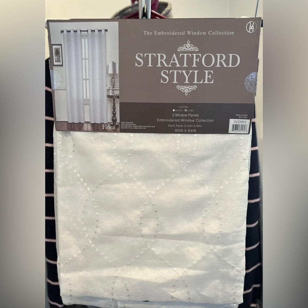 New Stratford Style Ivory window panel curtains Set Of 2 each Panel 40x84